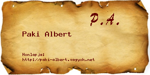 Paki Albert névjegykártya